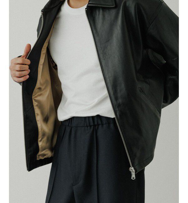 ADAM ET ROPE'「ラムレザー ジップアップ ブルゾン」|ブルゾン・スタジャン|