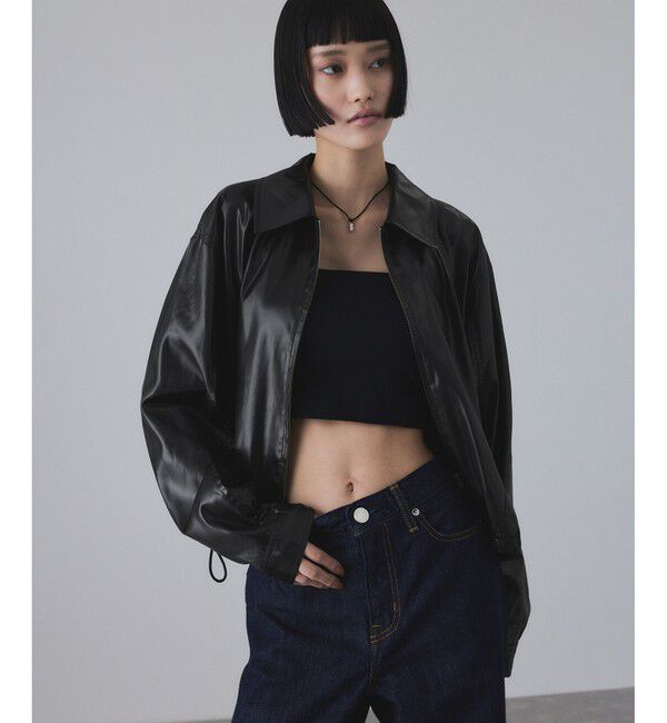 ADAM ET ROPE'「レザーライクサテンブルゾン」|ブルゾン・スタジャン|