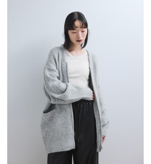 ADAM ET ROPE'「【WEB限定】ミックスパターンジップミドルカーディガン」|カーディガン|