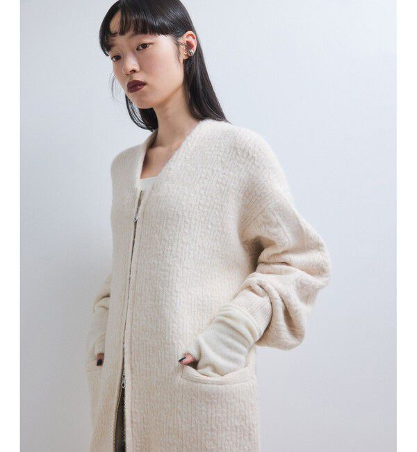 ADAM ET ROPE'「【WEB限定】ミックスパターンジップミドルカーディガン」|カーディガン|ベージュ系(28)