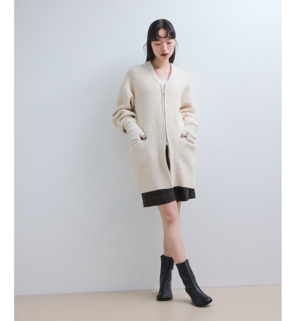 ADAM ET ROPE'「【WEB限定】ミックスパターンジップミドルカーディガン」|カーディガン|