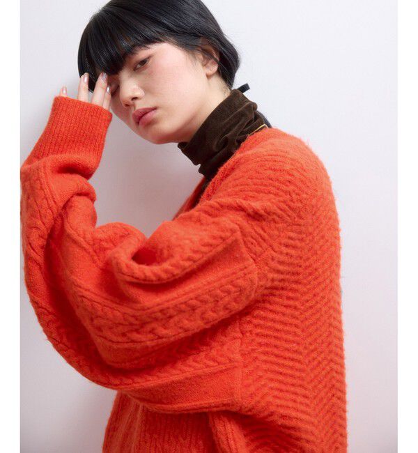 ADAM ET ROPE'「【WEB限定】ミックスパターンジップミドルカーディガン」|カーディガン|