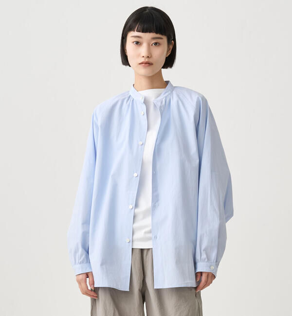 ORCIVAL「ORCIVAL | コットンタイプライター 長袖バンドカラーシャツ WOMEN」|シャツ・ブラウス|SAX