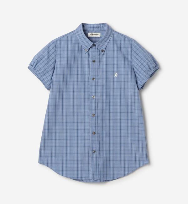 GYMPHLEX「Gymphlex | タイプライター フレンチスリーブシャツ CHECK WOMEN」|シャツ・ブラウス|