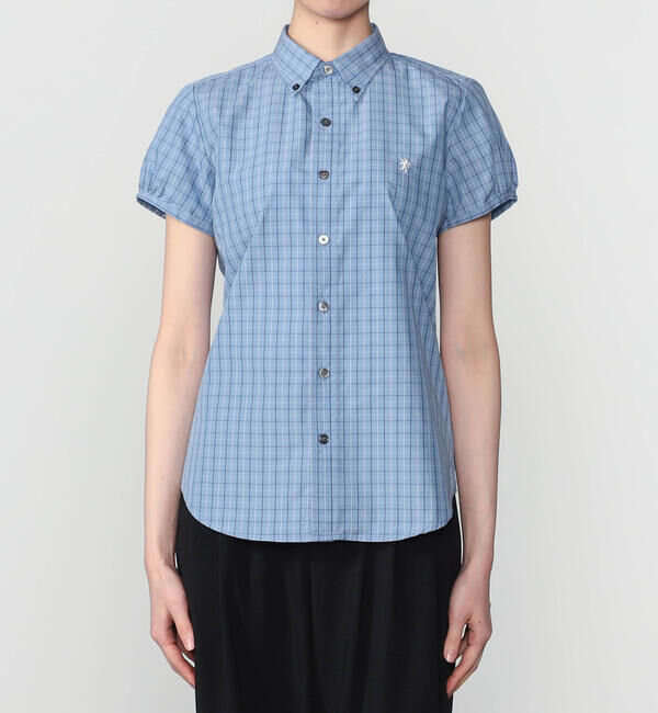 GYMPHLEX「Gymphlex | タイプライター フレンチスリーブシャツ CHECK WOMEN」|シャツ・ブラウス|