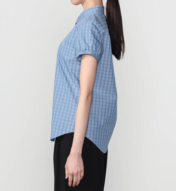 GYMPHLEX「Gymphlex | タイプライター フレンチスリーブシャツ CHECK WOMEN」|シャツ・ブラウス|