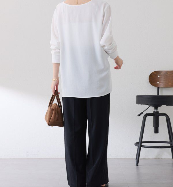  「スクエアネックジョーゼットロゴロンT」|Tシャツ・カットソー|