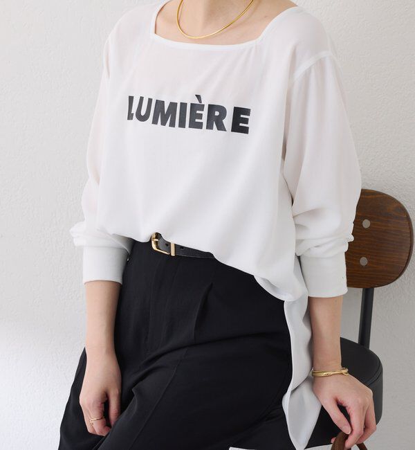  「スクエアネックジョーゼットロゴロンT」|Tシャツ・カットソー|