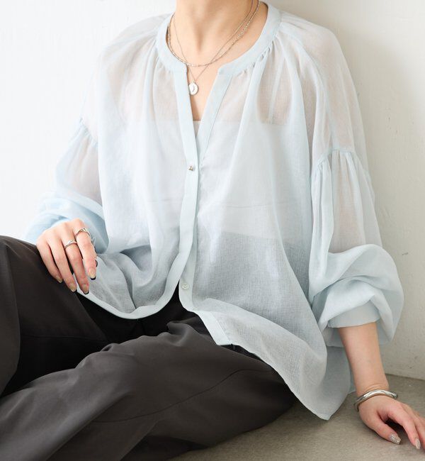  「スキッパーシアーブラウス」|シャツ・ブラウス|ブルー