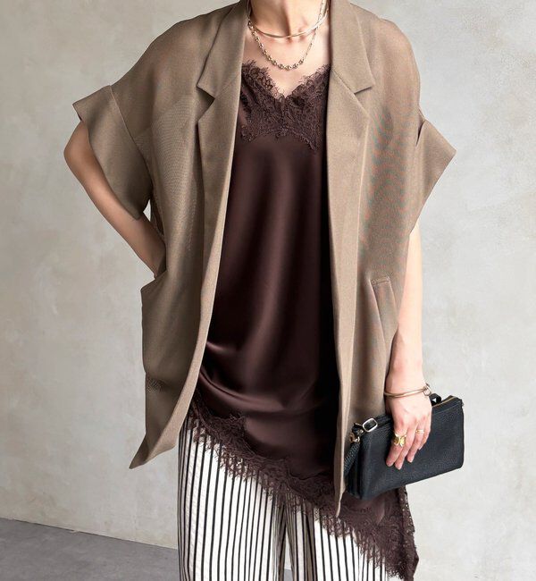  「メッシュ半袖ジャケット」|テーラードジャケット|