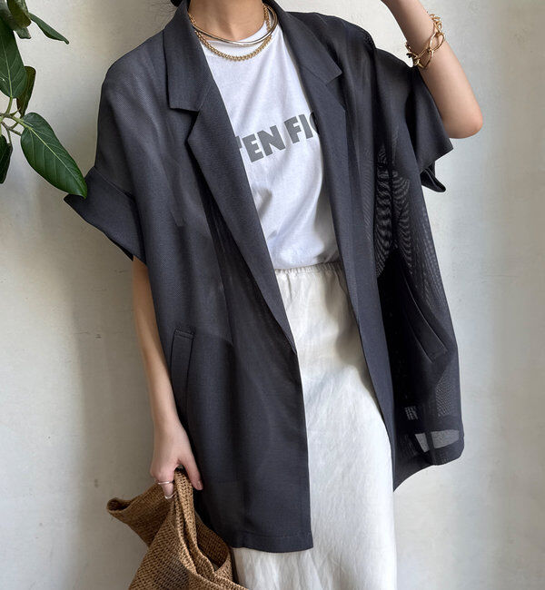  「メッシュ半袖ジャケット」|テーラードジャケット|