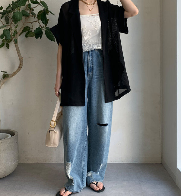  「メッシュ半袖ジャケット」|テーラードジャケット|