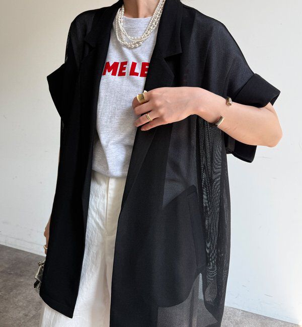  「メッシュ半袖ジャケット」|テーラードジャケット|