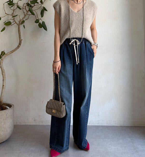  「【WEB限定】シャギーニットVベスト」|ニット・セーター|