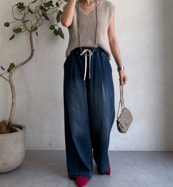  「【WEB限定】シャギーニットVベスト」|ニット・セーター|