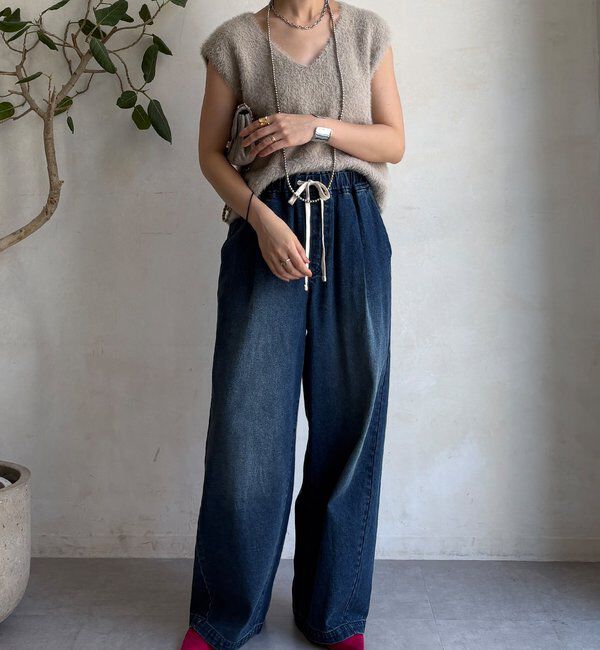  「【WEB限定】シャギーニットVベスト」|ニット・セーター|