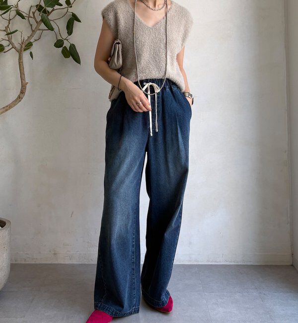  「【WEB限定】シャギーニットVベスト」|ニット・セーター|