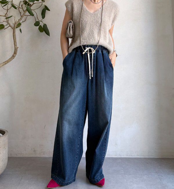  「【WEB限定】シャギーニットVベスト」|ニット・セーター|