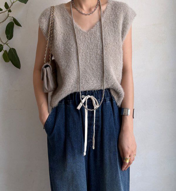  「【WEB限定】シャギーニットVベスト」|ニット・セーター|