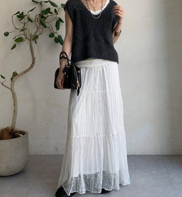  「【WEB限定】シャギーニットVベスト」|ニット・セーター|