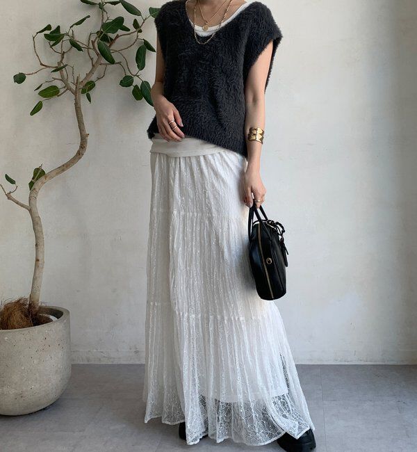  「【WEB限定】シャギーニットVベスト」|ニット・セーター|