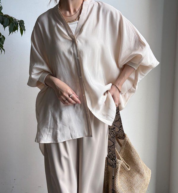  「袖リブドルマンシャツ」|シャツ・ブラウス|ライトベージュ