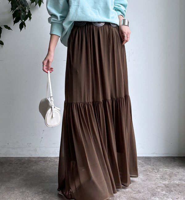  「エアリーギャザースカート」|スカート|カーキ