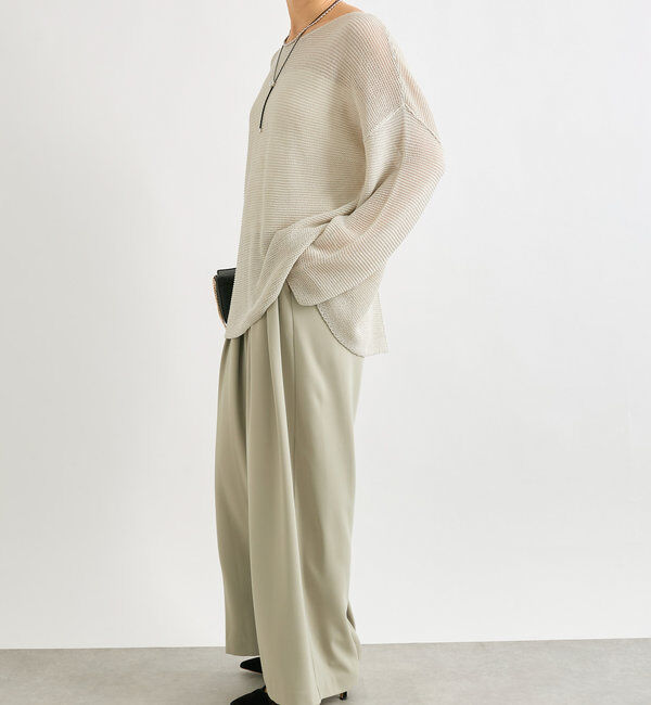  「【ウォッシャブル】【シーズンレスで使える】タックワイドスラックス」|チノ|