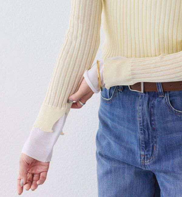  「【レイヤード風の袖口】シアーカフスリブニット」|ニット・セーター|