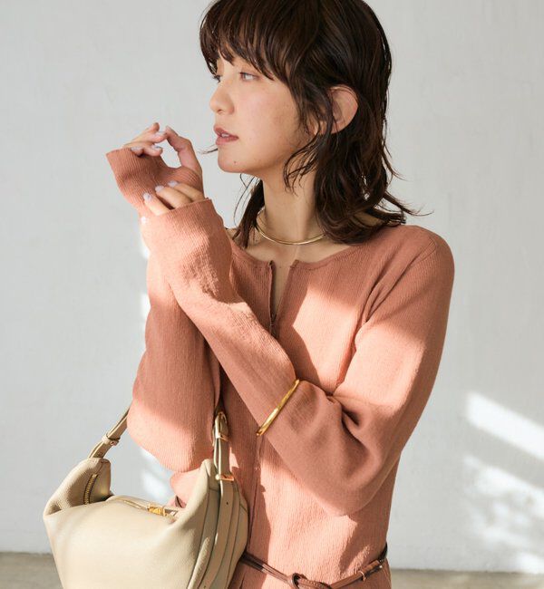  「【抜け感】ZIPリブニットカーディガン」|カーディガン|