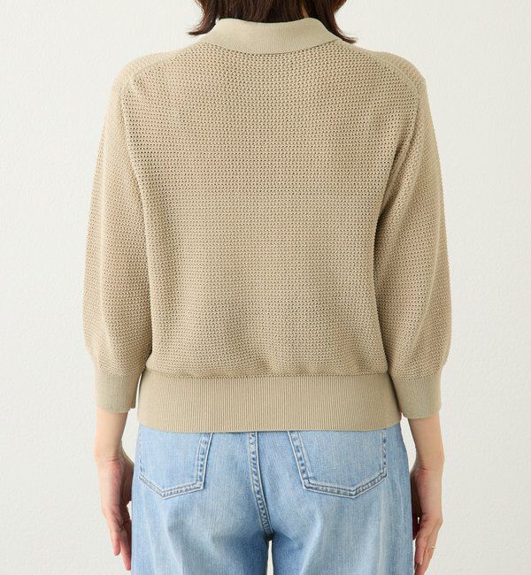  「予約【抜け感】ZIPポロメッシュニット」|カーディガン|