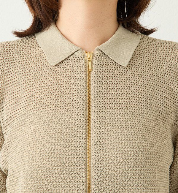  「予約【抜け感】ZIPポロメッシュニット」|カーディガン|
