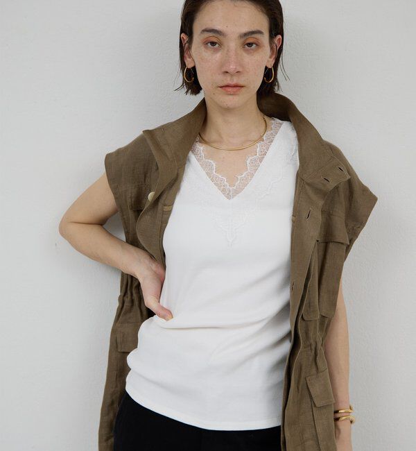  「Vレースリブタンク」|Tシャツ・カットソー|