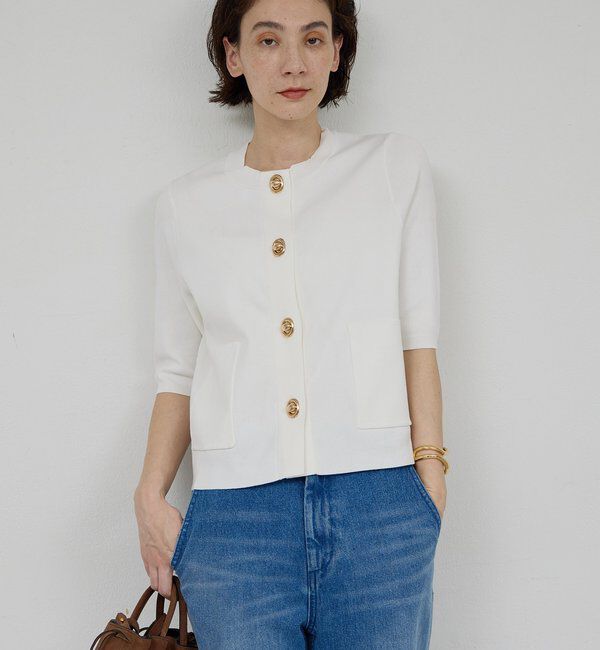  「オーバルボタンカーディガン」|ニット・セーター|ホワイト