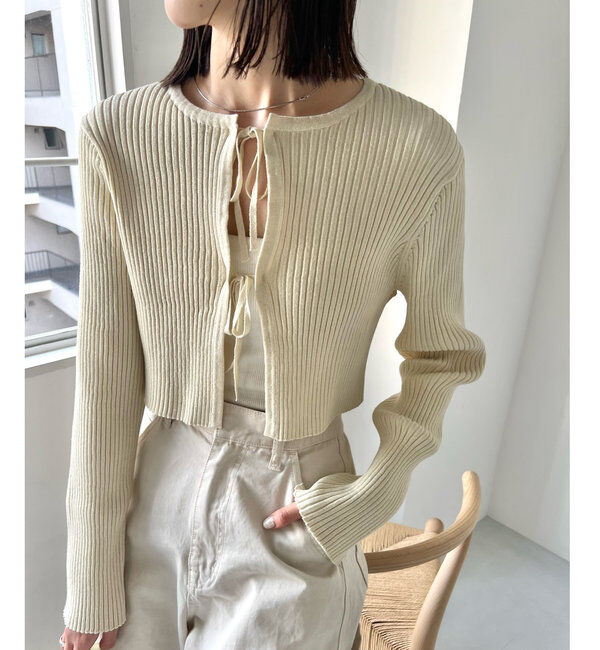  「【5色展開】ラメリボンカーディガン」|カーディガン|オフホワイト