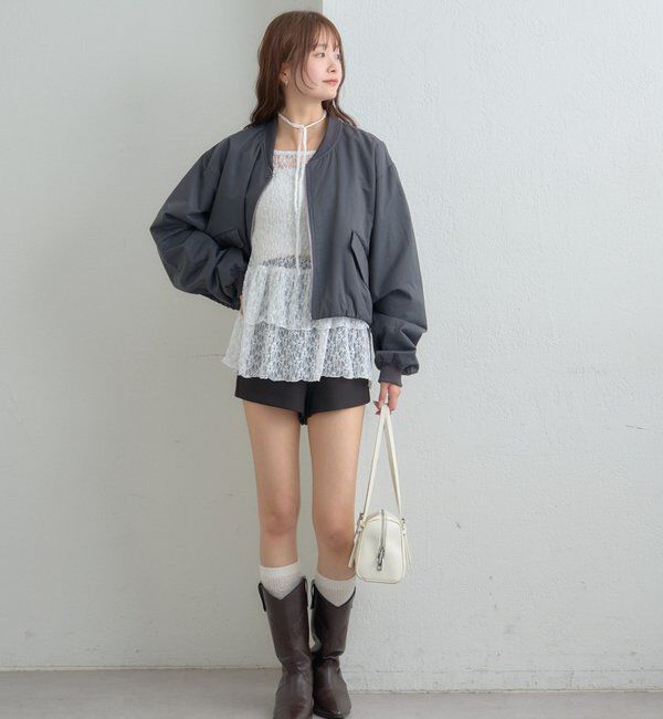  「サテンショートブルゾン」|ブルゾン・スタジャン|