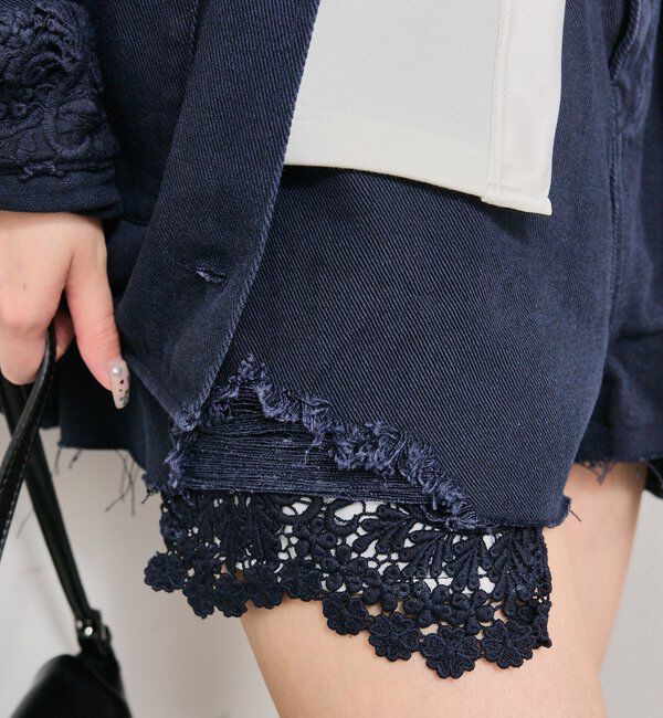  「レースポケットショートパンツ」|デニム|