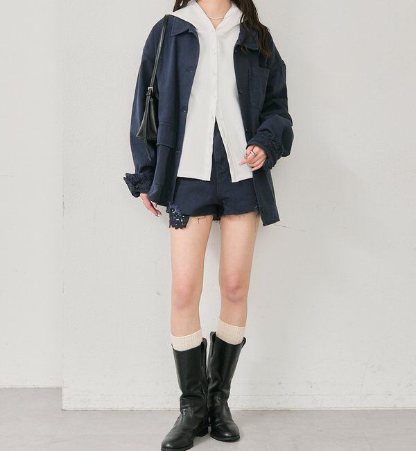  「レースポケットショートパンツ」|デニム|