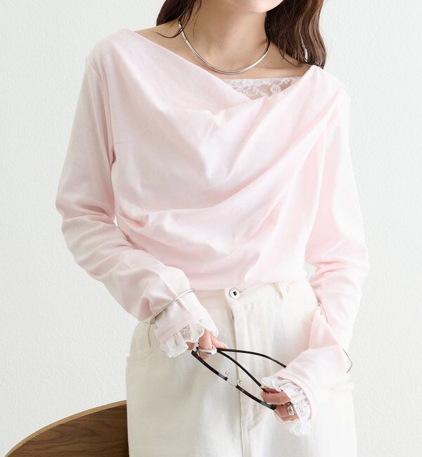  「レースドッキングオフショルロンT」|Tシャツ・カットソー|