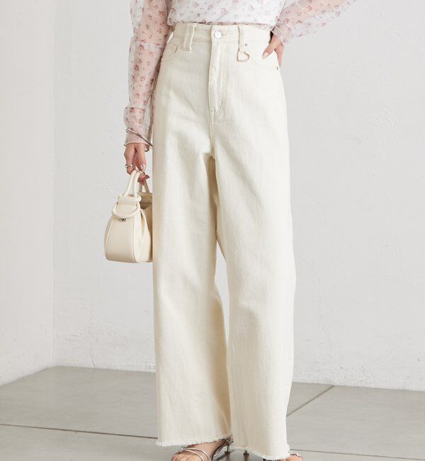  「ハートチャーム付きカラーパンツ」|チノ|アイボリー