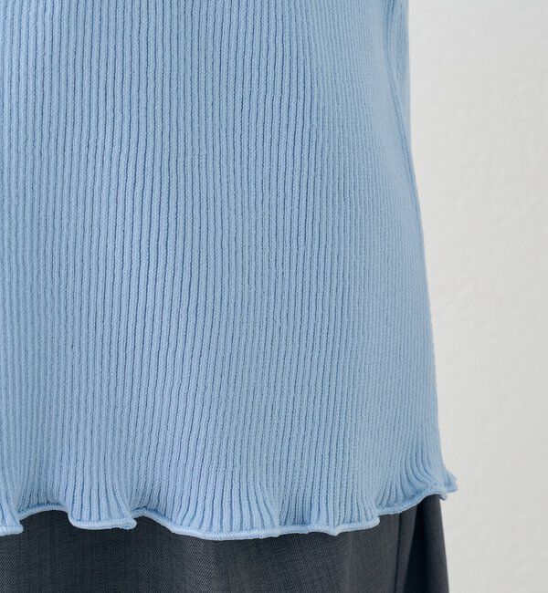  「袖チュール付きリブカーディガン」|カーディガン|