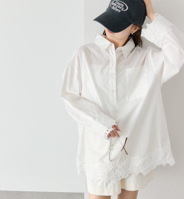  「裾レーススキッパーシャツ」|シャツ・ブラウス|