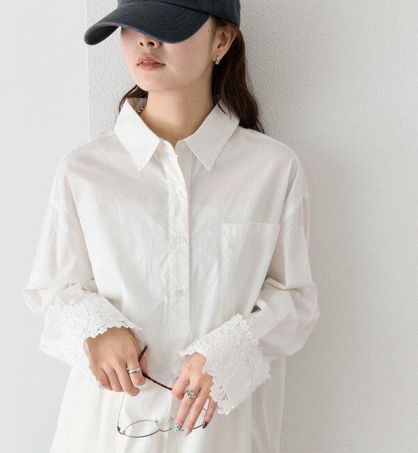  「裾レーススキッパーシャツ」|シャツ・ブラウス|