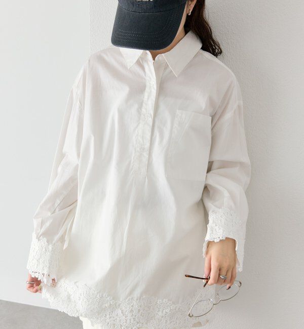 「裾レーススキッパーシャツ」|シャツ・ブラウス|