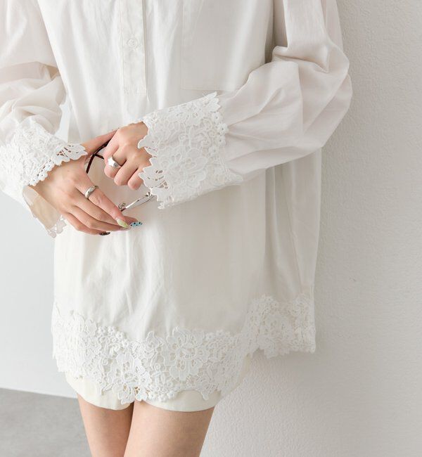  「裾レーススキッパーシャツ」|シャツ・ブラウス|