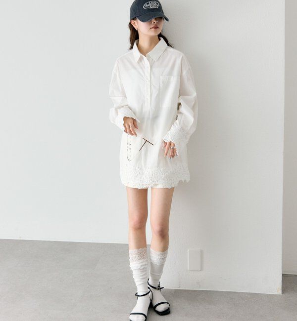  「裾レーススキッパーシャツ」|シャツ・ブラウス|