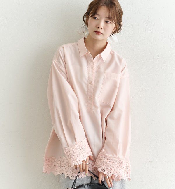  「裾レーススキッパーシャツ」|シャツ・ブラウス|