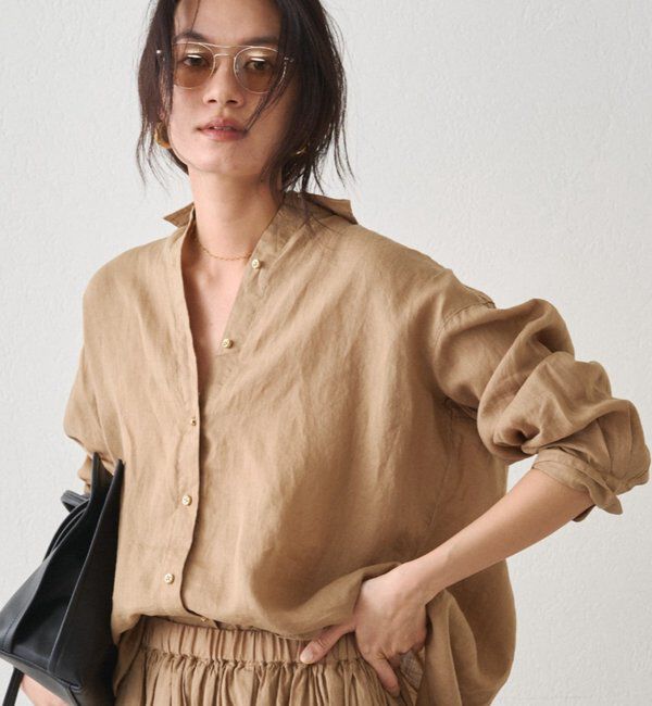  「リネンバックタイシャツ」|シャツ・ブラウス|キャメル
