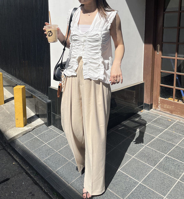  「【累計2万本突破！】【低身長・高身長サイズあり】2タックワイドパンツ」|チノ|