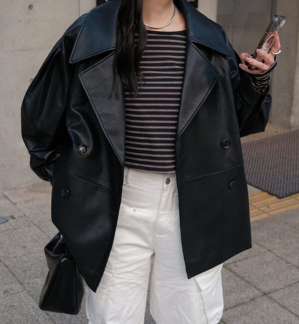  「【サイズ展開あり】レザーミドルコート」|その他|